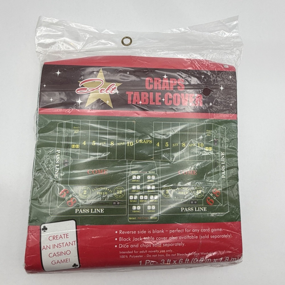 Craps Table Cover 3x6 Ft Felt Casino Game‎ Layout Party Tablecloth Amscan